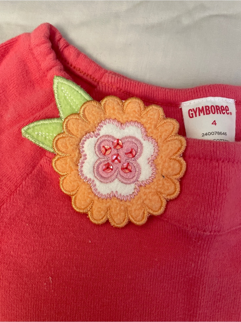 Gymboree Girls' Pink Flower Appliqué Long-Sleeve cotton Dress